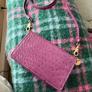 Brahmin leather small crossbody/ wallet in Fig Normandy NWOT